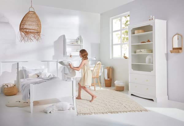 Royal Bookcase White - Høj børnereol med 5 hylder og 2 skuffer