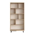 Miniatyrbild 3 av 7: Bibliothèque avec 1 porte décor chêne et impression rotin - H175,6 cm
