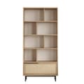 Miniatyrbild 1 av 7: Bibliothèque avec 1 porte décor chêne et impression rotin - H175,6 cm