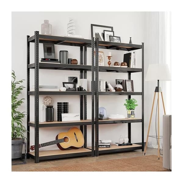Hyllsystem med 5 justerbara nivåer för tung last - H200 cm - 100 cm X 50 cm X 200 cm - Calicosy Svart