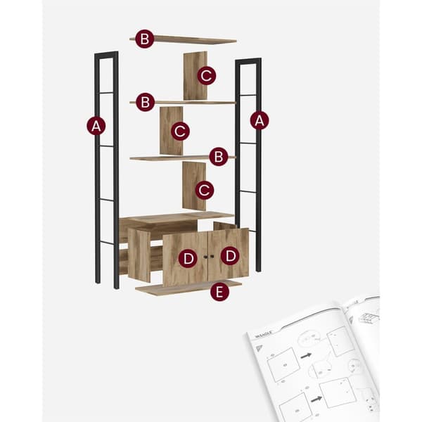 Bibliothèque 6 cases et 2 portes - L74 cm