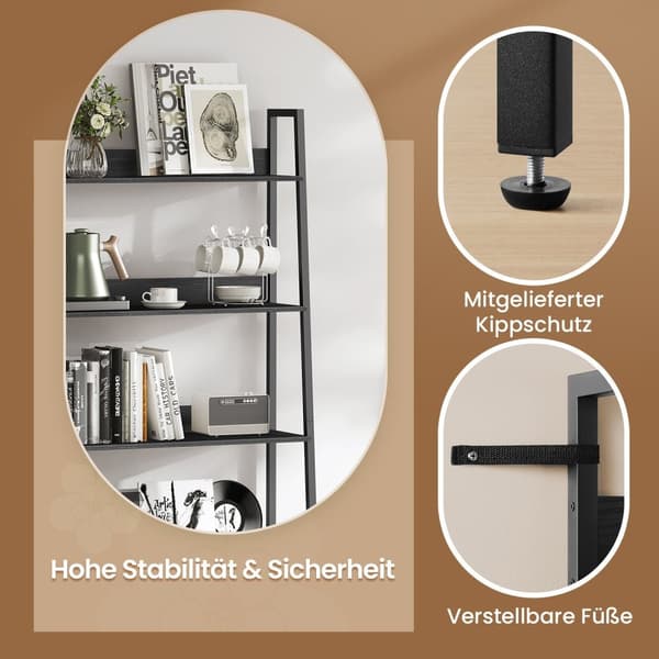 Boekenkast, ladderplank 5 niveaus, smalle plank