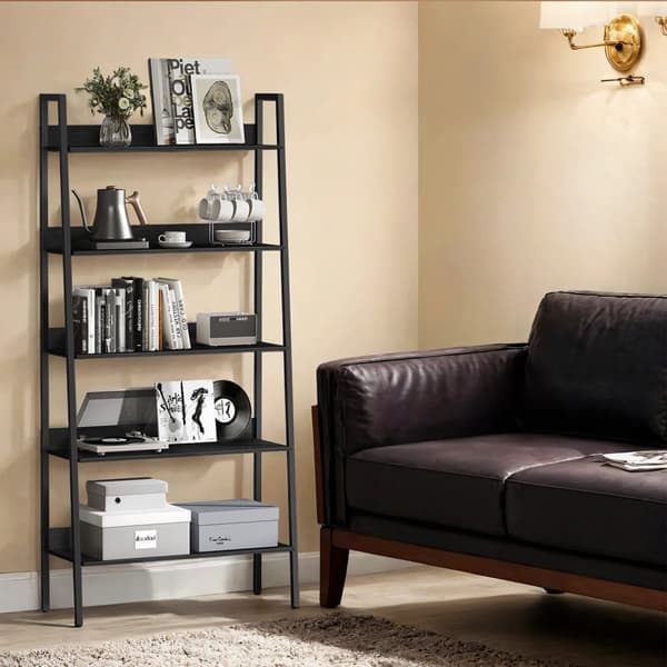 Boekenkast, ladderplank 5 niveaus, smalle plank