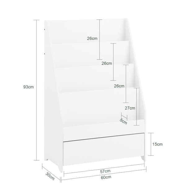 Kirjahylly, KMB112-W, 30x93x60 cm, Valkoinen