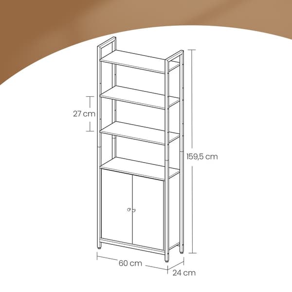 Bogreol, VASAGLE LLS132B01, 24x40x159.5 cm, Sort