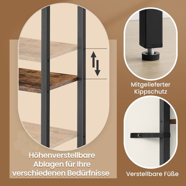 Bogreol, VASAGLE LLS132B01, 24x40x159.5 cm, Sort