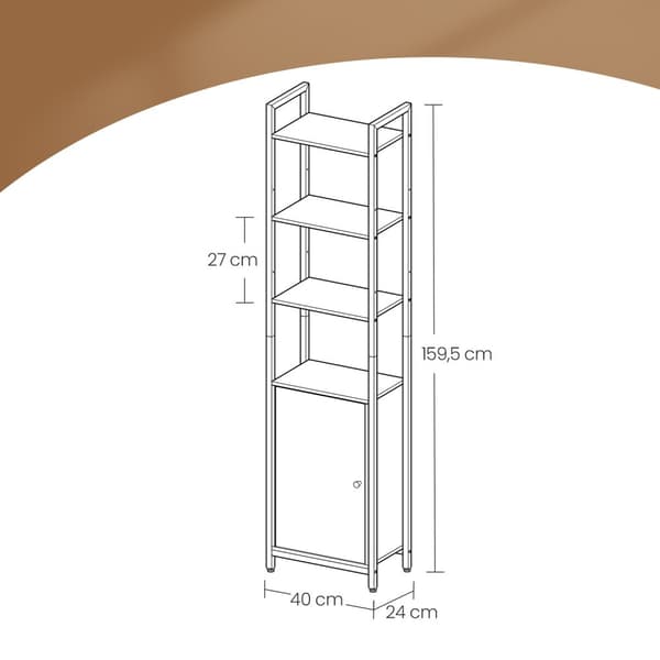 Bogreol, VASAGLE LLS132B01, 24x40x159.5 cm, Sort
