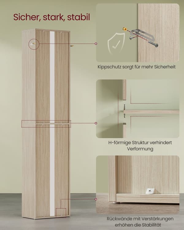 Bogreol, VASAGLE LBC167T14, 40x24x178.5 cm, Natur Beige