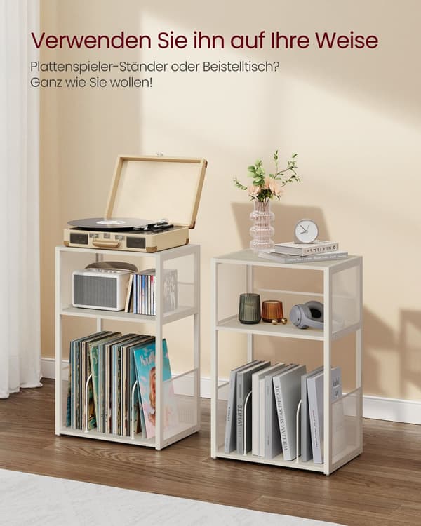 Pladespillerstander, VASAGLE LET275W01, 30x43x69 cm, Hvid