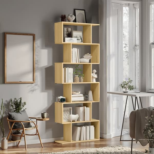 Bogreol, VASAGLE LBC061M01, 24x70x190,5 cm, Natur eg.