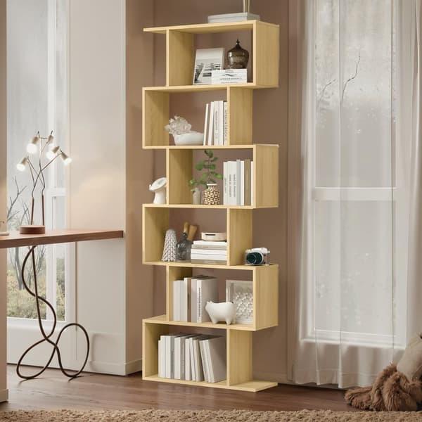 Bogreol, VASAGLE LBC061M01, 24x70x190,5 cm, Natur eg.