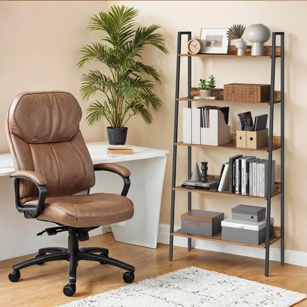 Bogreol, VASAGLE LLS108B01, 30x80x170 cm, Brun Sort