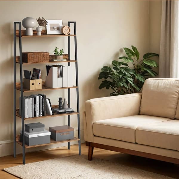 Bogreol, VASAGLE LLS108B01, 30x80x170 cm, Brun Sort
