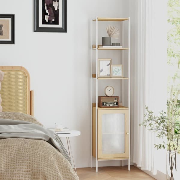Bogreol, VASAGLE 6 Niveauer, 30x40x174.7 cm, Eg Beige