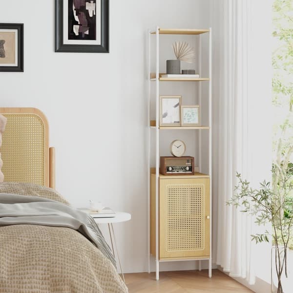 Bogreol, VASAGLE 6 Niveauer, 30x40x174.7 cm, Beige Hvid