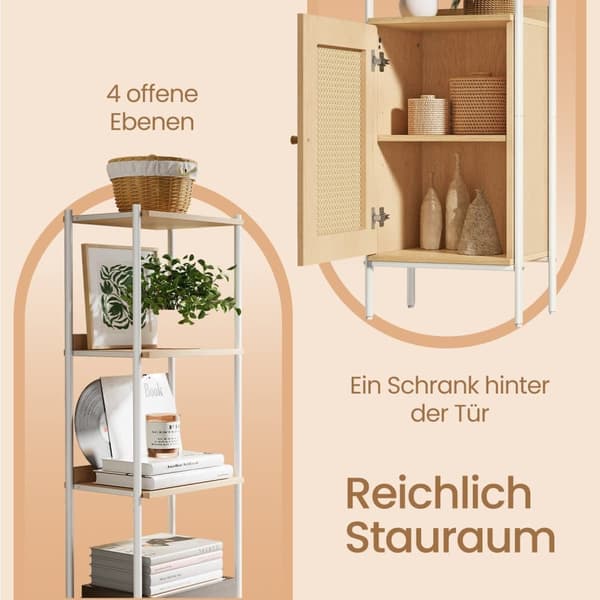 Bogreol, VASAGLE 6 Niveauer, 30x40x174.7 cm, Beige Hvid