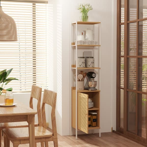 Bogreol, VASAGLE 6 Niveauer, 30x40x174.7 cm, Beige Hvid