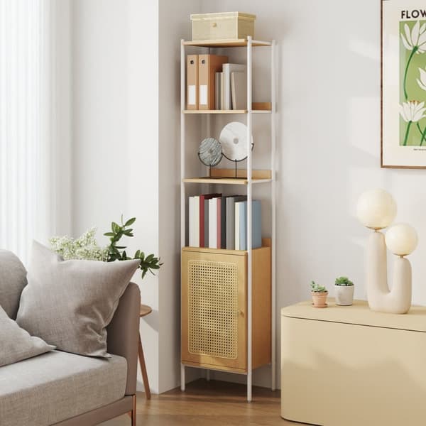 Bogreol, VASAGLE 6 Niveauer, 30x40x174.7 cm, Beige Hvid