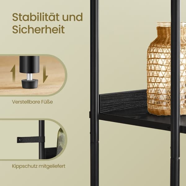 Bogreol, VASAGLE 6 Niveauer, 30x40x174.7 cm, Eben sort
