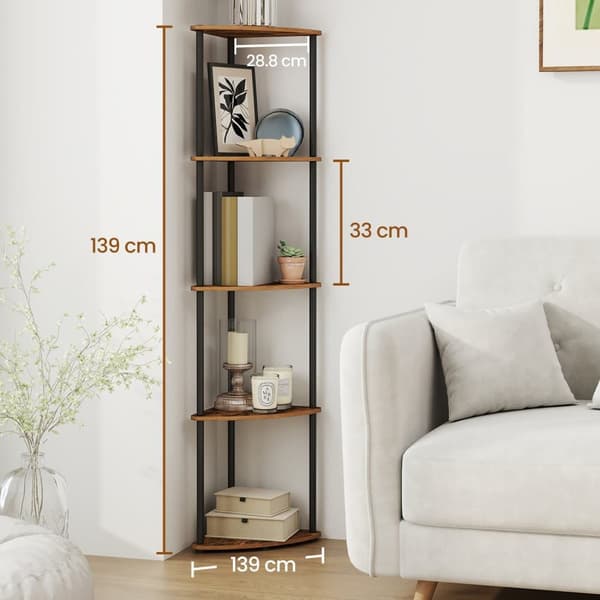 Hjørnehylde, SONGMICS HOME LBC610K01, 38,3x27x139 cm, Brun
