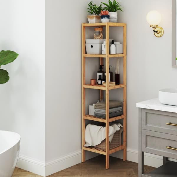 Badrumshylla, SONGMICS BCB55Y, 33x33x146 cm, Natur