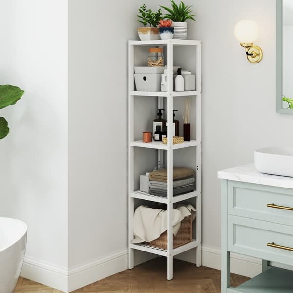 Badeværelse Hyldereol, SONGMICS BCB055W01, 33x33x146 cm, Hvid