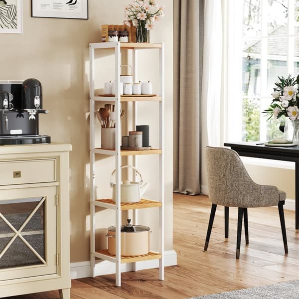 Badrumshylla, SONGMICS BCB055W01, 33x33x146 cm, Vit Beige