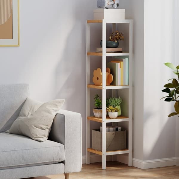 Badrumshylla, SONGMICS BCB055W01, 33x33x146 cm, Vit Beige