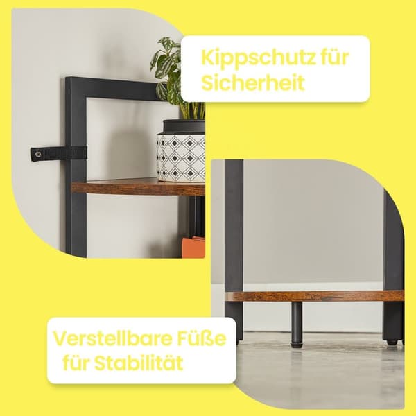 Hjørnehylde, VASAGLE LLS803B01, 30x30x150 cm, Brun-Sort