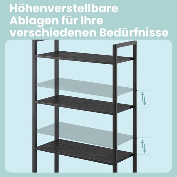 Bogreol, VASAGLE LLS132B01, 24x40x159.5 cm, Sort