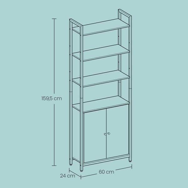 Bogreol, VASAGLE LLS132B01, 24x40x159.5 cm, Sort