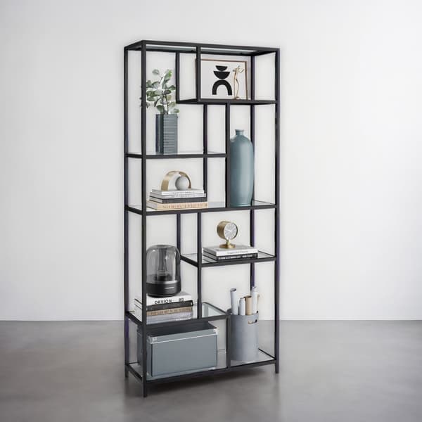 Bogreol, VASAGLE, 30x80x180 cm, Sort