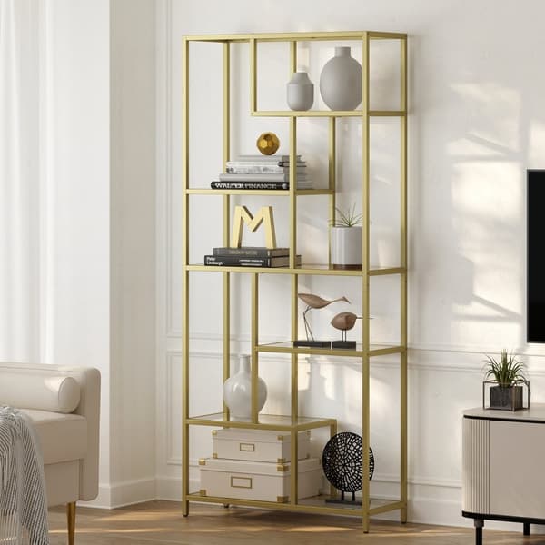 Bogreol, VASAGLE, 30x80x180 cm, Guld