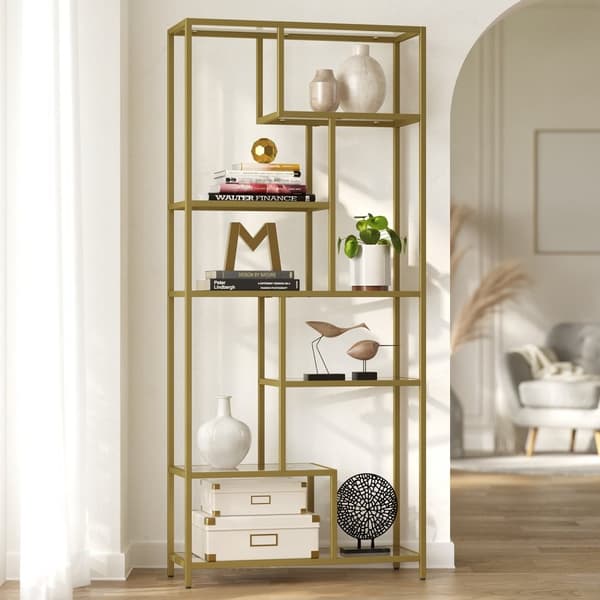 Bogreol, VASAGLE, 30x80x180 cm, Guld