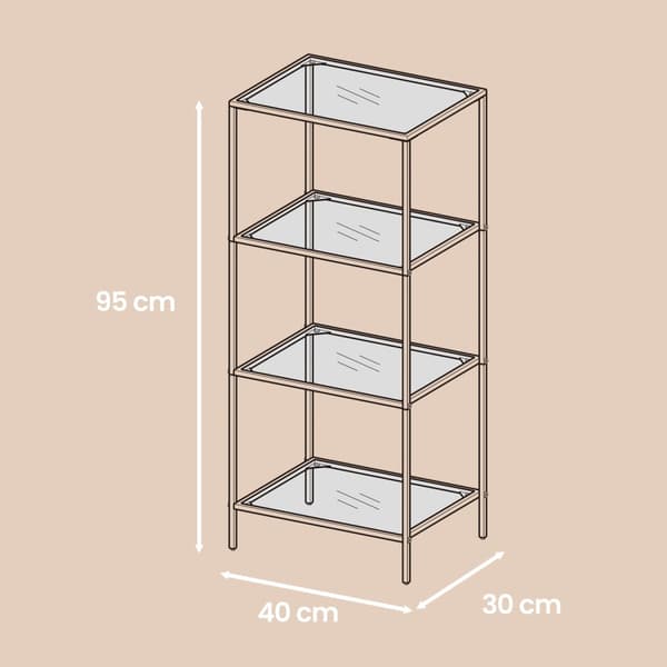 Kylpyhuoneen hylly, VASAGLE LGT028B61, 30x40x95 cm, Musta
