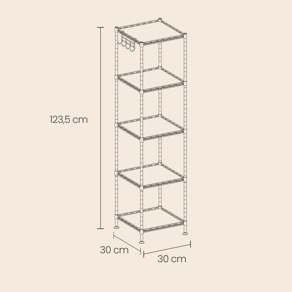 Badrumshylla, SONGMICS LGR23BK, 30x30x123.5 cm, Svart