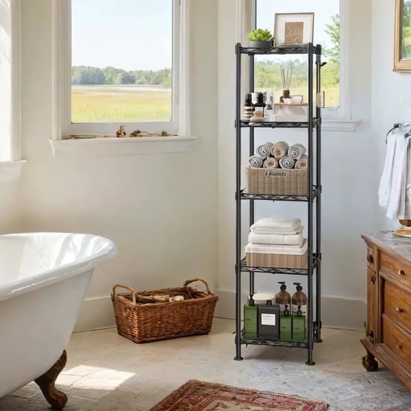Badrumshylla, SONGMICS LGR23BK, 30x30x123.5 cm, Svart