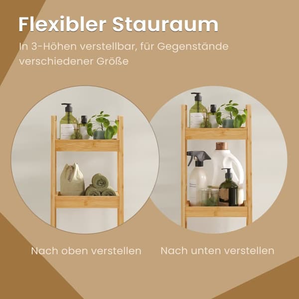 Rullvagn, SONGMICS Badrumshylla, 20x30x80 cm, Naturlig Beige