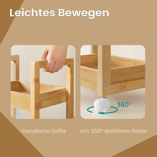 Rullvagn, SONGMICS Badrumshylla, 20x30x80 cm, Naturlig Beige