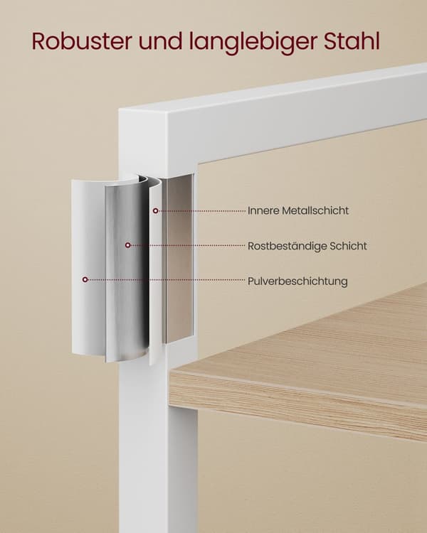 Bogreol, VASAGLE LLS101B01, 40x30x178.6 cm, Naturlig beige