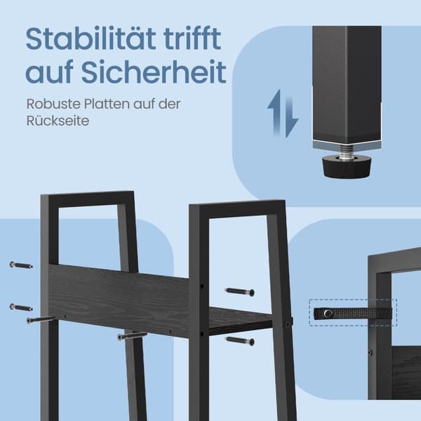 Bogreol, Stigereol 5 Niveauer, 30x33.8x170 cm, Sort