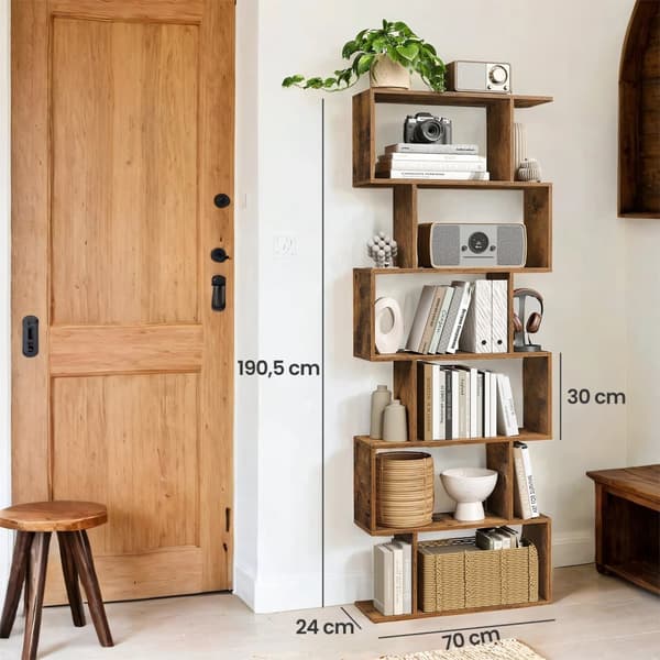 Kirjahylly, VASAGLE LBC61WT, 24x70x190.5 cm, Rustic Brown