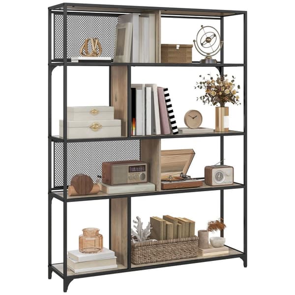 Rootz 5 Level Bookcase Storage Shelf - Industrial Shelf - Hemlagring - Elegant design - 120L X 30B X 161H CM