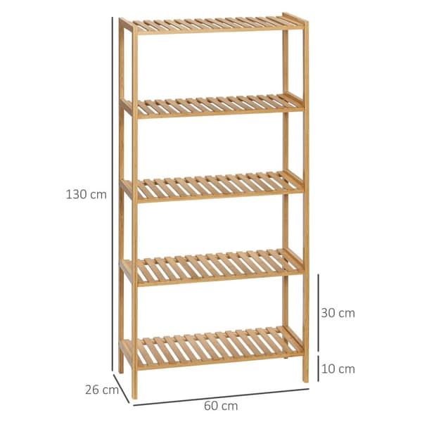 Rootz Bambus hylde - boghylde - opbevaringsenhed - maksimerer plads - 60 cm x 26 cm x 130 cm - brun