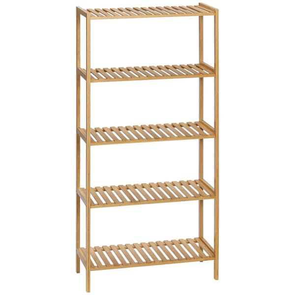 Rootz Bambus hylde - boghylde - opbevaringsenhed - maksimerer plads - 60 cm x 26 cm x 130 cm - brun