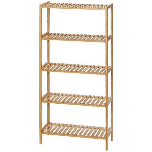 Rootz Bambus hylde - boghylde - opbevaringsenhed - maksimerer plads - 60 cm x 26 cm x 130 cm - brun