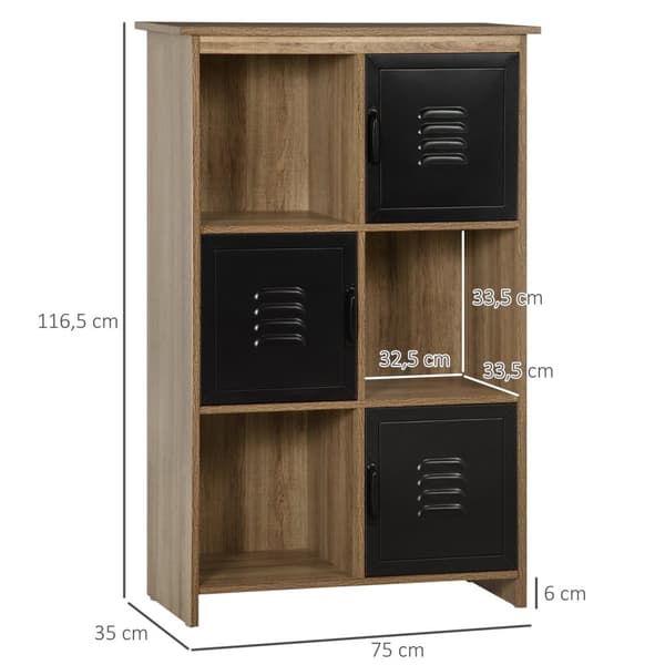 Rootz Industrial Design Book hylde - Opbevaringsmøbler - 3 rum - 3 skabe - elegant design - 75 cm x 35 cm x 116,5 cm