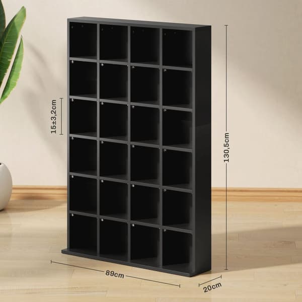 Rootz Multimedia Storage Shelf - Bookhelf - CD/DVD Organizer - Justerbara hyllor - Space Saver - 89 x 130,5 cm - Svart