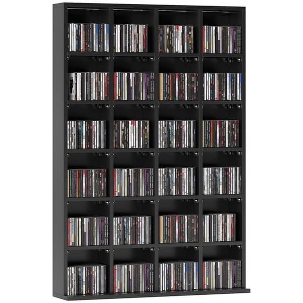 Rootz Multimedia Storage Shelf - Bookhelf - CD/DVD Organizer - Justerbara hyllor - Space Saver - 89 x 130,5 cm - Svart