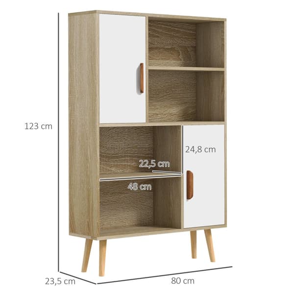 Rootz Scandinavian Bookhelf - Storage Shelf - Book Organizer - Nordic Design - 80L x 24b x 123H cm - Solid fyrretræ med fyrretræ
